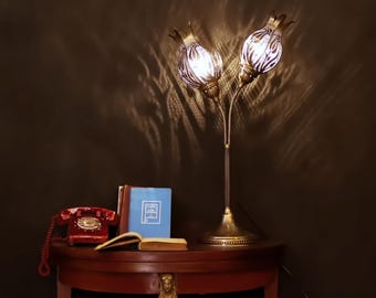 Elegant Bedside Lamp Inspired by Turkish and Moroccan Art - Lotus Tulip Theme