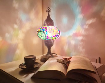Lampe de table en mosaïque turque, couleur colorée