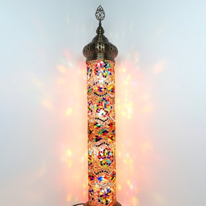 Lampadaire cylindrique turc en mosaïque, Lampe sur pied turque en vitrail coloré, Lampe sur pied en mosaïque colorée, Lampes en mosaïque turques image 2