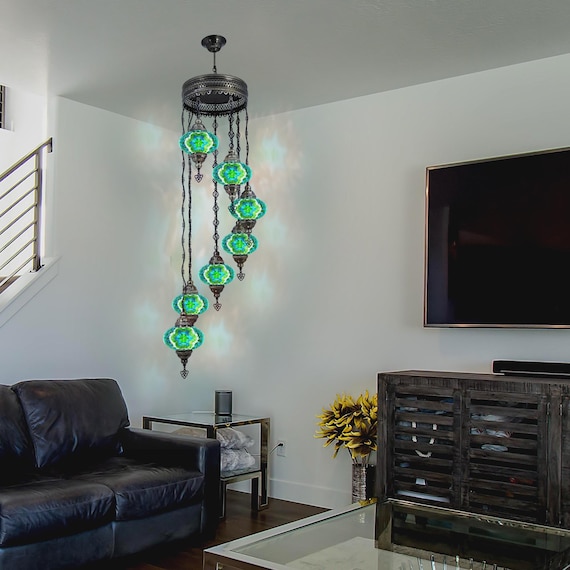 Turkish Moroccan Style Ceiling Lamp with Mosaic Globe Design