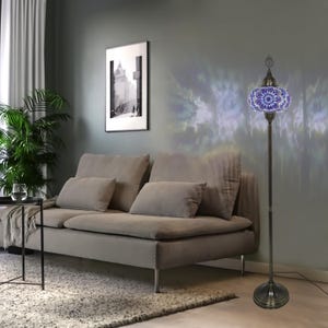 Turkish Mosaic Floor Lamps Big Globe Colorful Lamp Shade