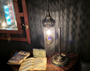 Turkish Moroccan Chain Model Bedside Lamp - Ethnic Nightstand Lighting