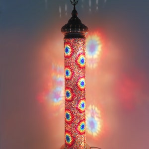Lampadaire cylindrique turc en mosaïque, Lampe sur pied turque en vitrail coloré, Lampe sur pied en mosaïque colorée, Lampes en mosaïque turques image 7