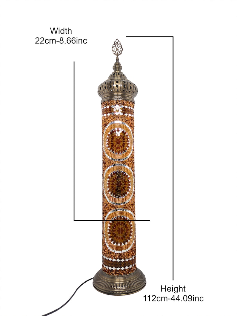 Lampadaire cylindrique turc en mosaïque, Lampe sur pied turque en vitrail coloré, Lampe sur pied en mosaïque colorée, Lampes en mosaïque turques image 10