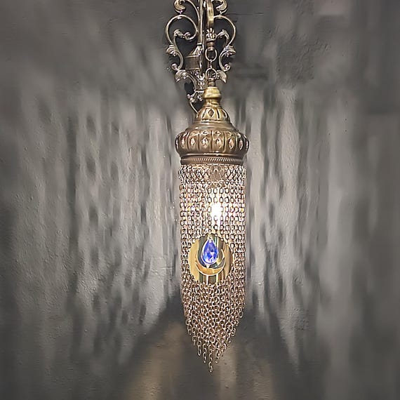 Turkish Wall Lamp Moroccan Sconce Metal Chain Shadow - Handcrafted Light Fixture