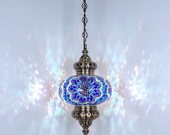 Turkish Mosaic Hanging Lamp Big Globe Pendant Lights Plug cable swicth Inculed