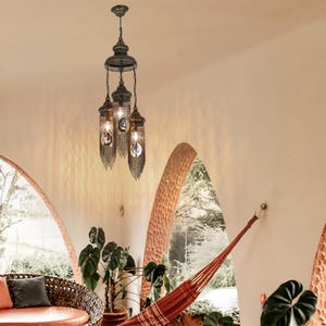 Boho Style Turkish Moroccan Chandelier - Vintage Inspired Hanging Lamp