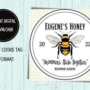 Afdrukbare Cookie Tag 2,5 "x 2,5" - Eugene's Honey, Afdrukbare Cookie-verpakking, Cookie Card, Cookie Tag