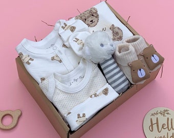 Teddy Bear Baby Clothing Gift Set - Baby Boy, Girl Gift - Safari Baby Shower Gift - Baby Hamper - New Baby Gift - Newborn Gift -New Mum Gift