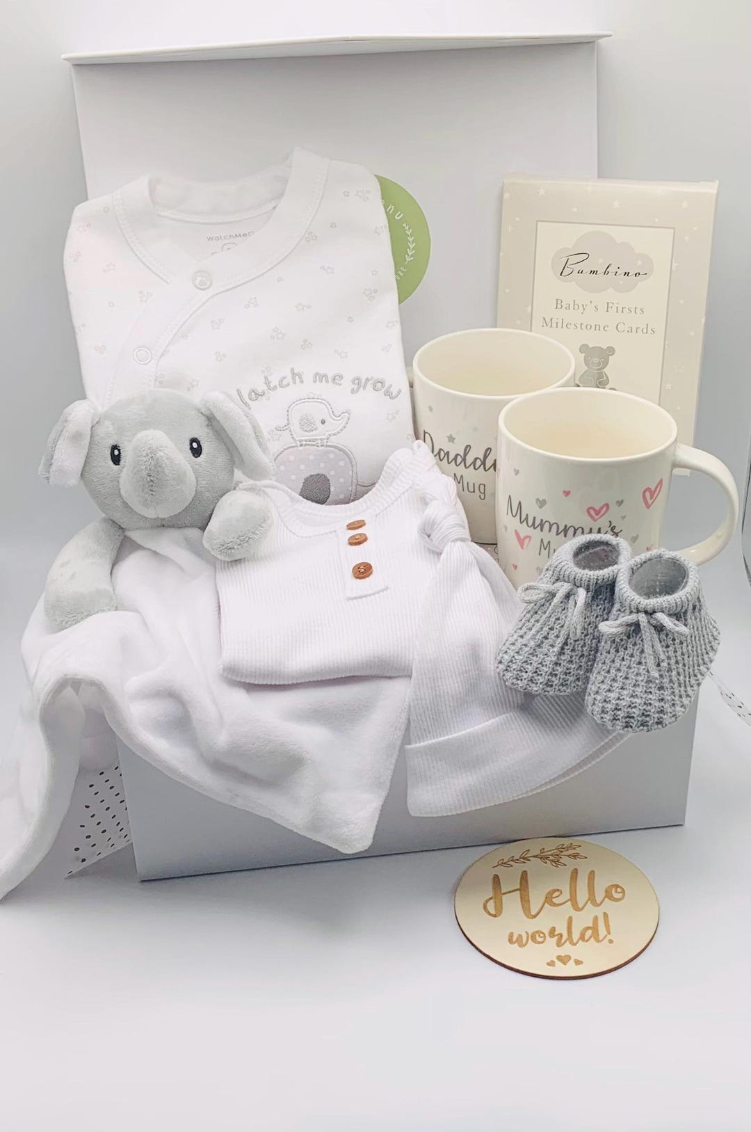 New Elephant Baby Hamper - Safari Baby Shower Gift - Unisex Baby Gift ...
