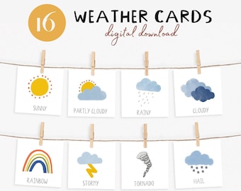 Learn About Weather - Interactive Flashcards Set for Children, Fun Weather Identification Cards, Perfect Gift for Curious Young Minds
