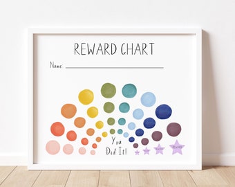 Reward Chart, Toddler Reward Chart, Printable Rainbow Reward Chart, Kids Routine Chart, Positive Behavior Support, Digital Download