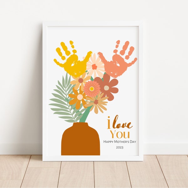 Mother's Day Handprint Art, Mom Gift From Child, Gift From Kids or Grandkids, Mother's Day 2024, Free gift with purchase, Digital Download