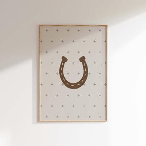 Vintage Horseshoe Print, Coastal Cowgirl Nursery Decor, Neutral Western Wall Art, Farmhouse Country Decor, Watercolor Cowboy Print, Digital