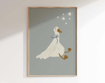 Silly Goose Nursery Wall Art, Vintage Goose Print, Adventure Boys Room Decor, Farm Animal Printable, Cottagecore Decor, Digital Download