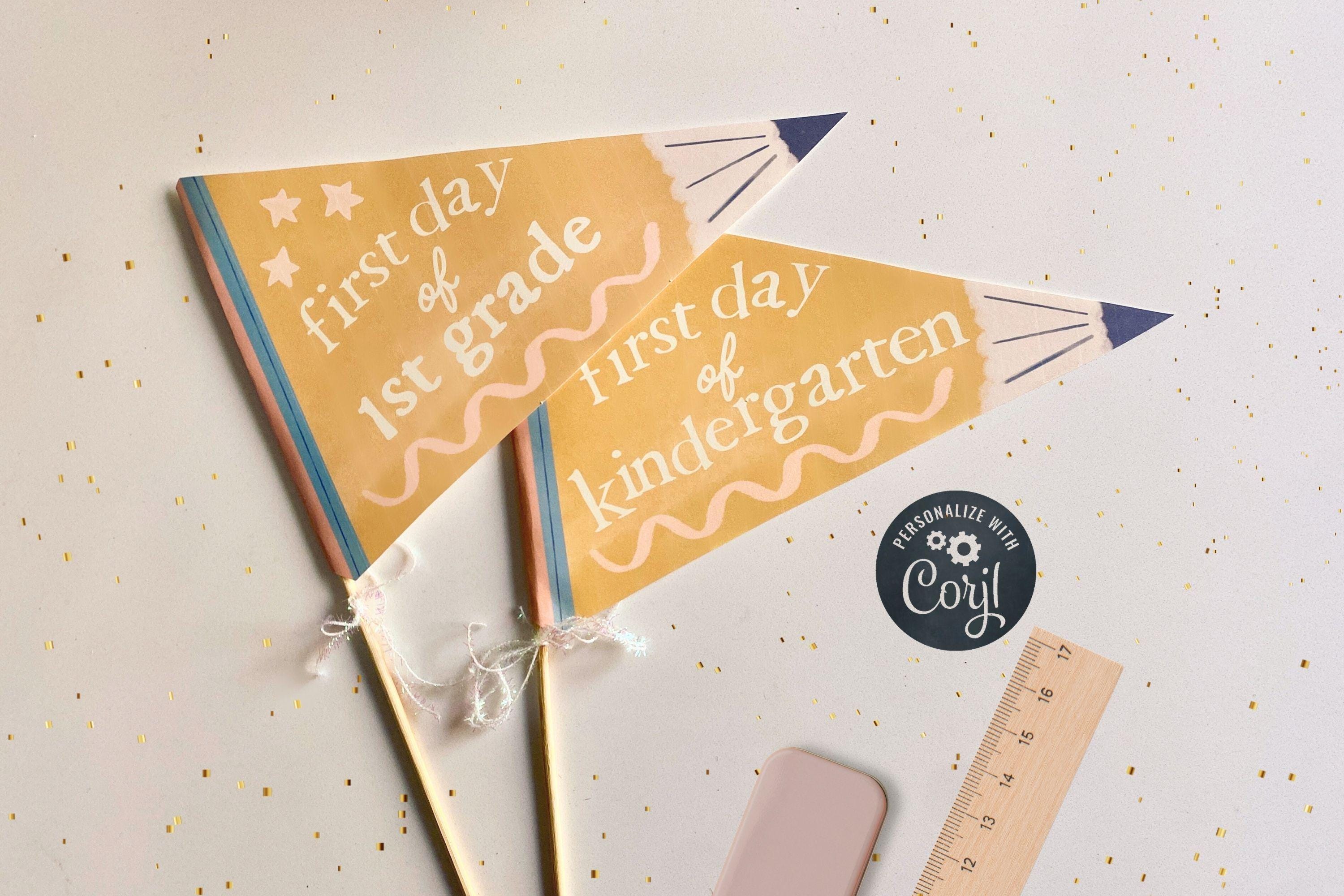 First Day of School Pennant Flag Editable, Back To School Printables, 1st day of School Sign, Custom Back To School Flag, Digital Download