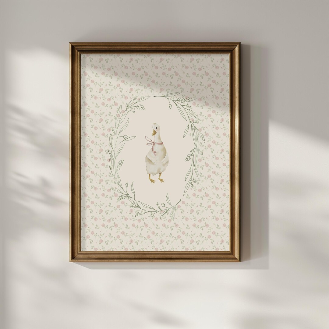 Vintage Silly Little Goose Floral Print, Farmhouse Girl's Room Decor ...