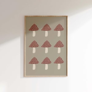 Mushroom Print, Nursery Wall Art, Cottagecore Decor, Woodland Nursery, Forest Wall Art, Nature Themed Nursery, Digital Download