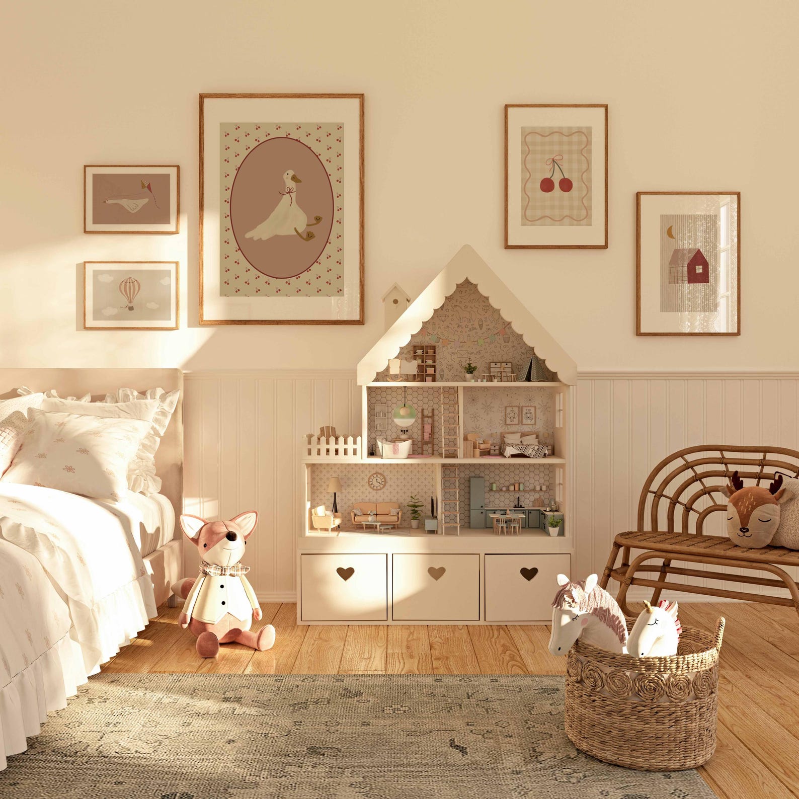 Set of 6 Girls Nursery Cottagecore Prints, Girls Gallery Wall Set, Pink ...