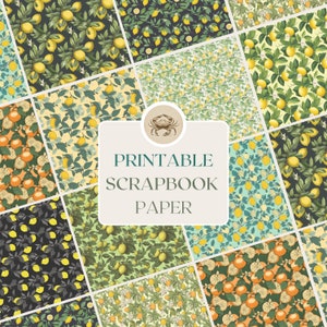 Citrus Lemon Scrapbook Paper, Digital Download, Seamless Patterns