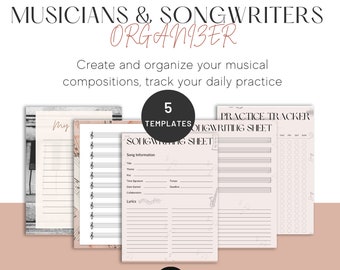 Digital / Printable Sheet Music PDF | For Songwriters, musicians, music teachers | Practice Tracker, Songwriting Sheet, My Notes space