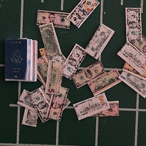 Miniature 1:12 Scale US Money and Passport Digital Download
