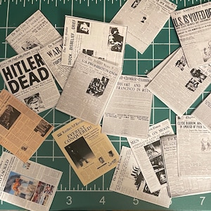 Stos starych gazet Skala 1:12 Miniaturowe strony tytułowe gazet CYFROWE POBIERANIE