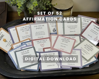 Tarjetas de Afirmaciones Bíblicas: 52 tarjetas de aliento con versículos bíblicos (descarga digital)