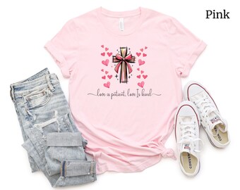 Camiseta cristiana "El amor es paciente", "El amor es bondadoso", "Camiseta gráfica basada en la fe", "Camiseta de San Valentín"