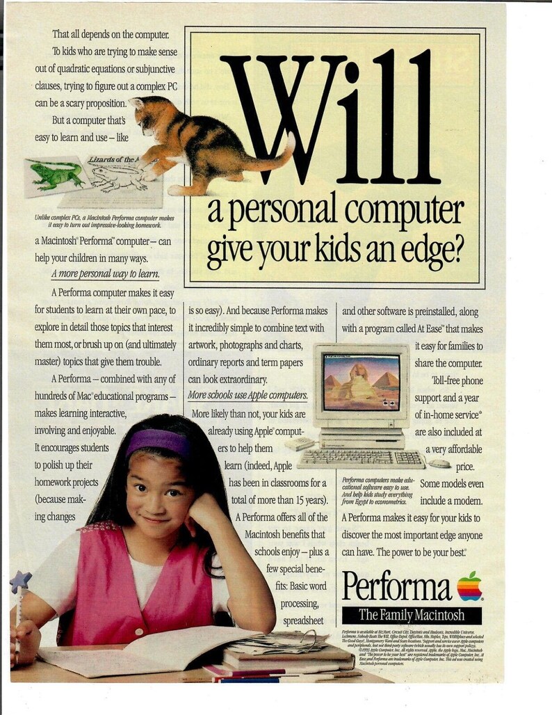 1993 Macintosh Performa Magazine Print Ad Early Personal Computer for ...