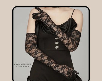 Long black women's dress gloves online