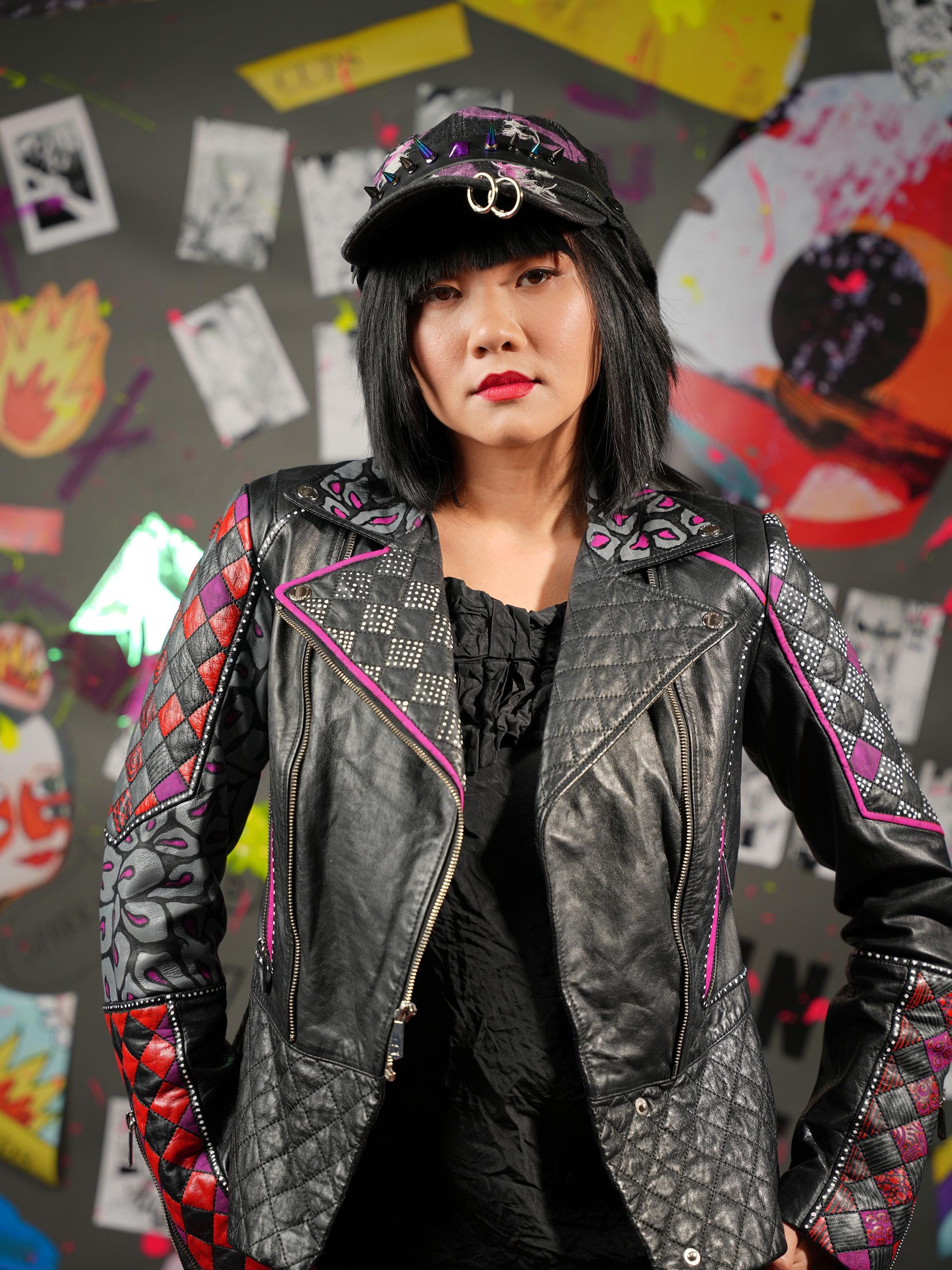 One-of-a-kind Upcycled Purple Denim Cap With 4 Pins – Street  display picture 2