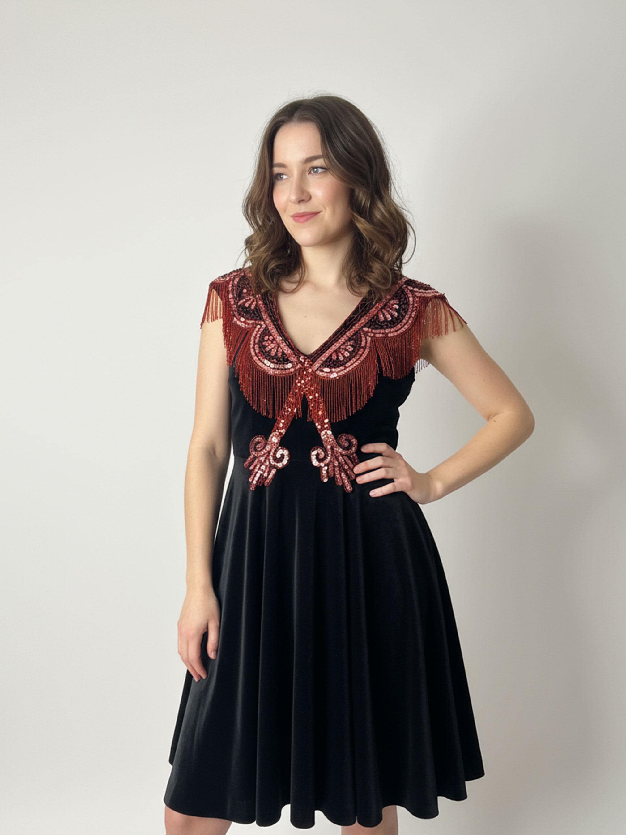 indie formal dresses BABARONI Knee Length Chiffon Dress with Sweetheart Neck-Dusty Sage, Dusty Sage / US0 main image 0