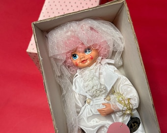 Vintage Brinn's June Bride Clown Doll – 1986 Wedding Edition, Original Box & COA