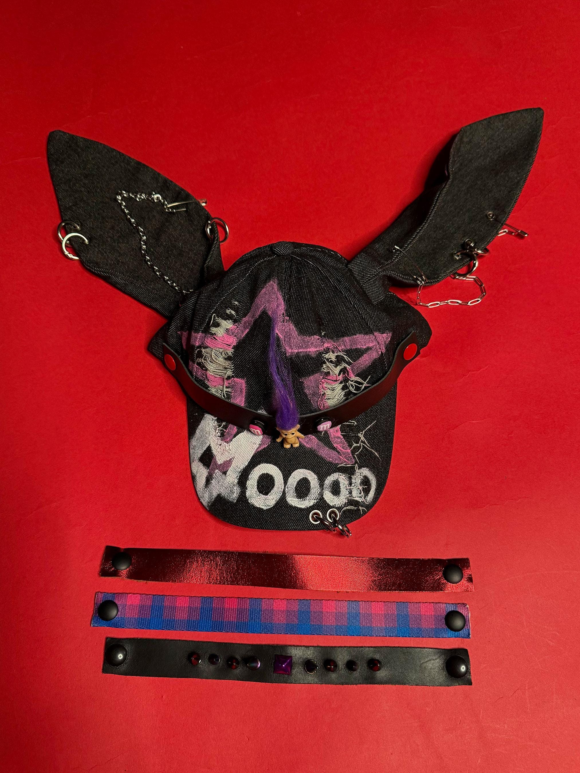 One-of-a-kind Upcycled Purple Denim Cap With 4 Pins – Street 