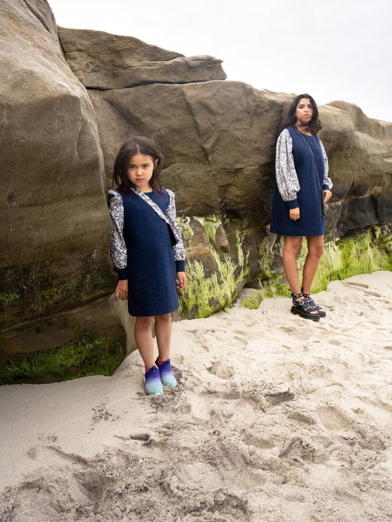 Girl's Eco-Friendly Dress Girl's Eco-friendly Dress, Limited Edition, Oversized Denim Dress,  Handmade, Upcycled Fabric, Floral Pattern, Floral Dress, Casual Dress - Etsy