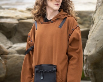 Transformable Organic Cotton Hoodie, Punk Modular Street Style