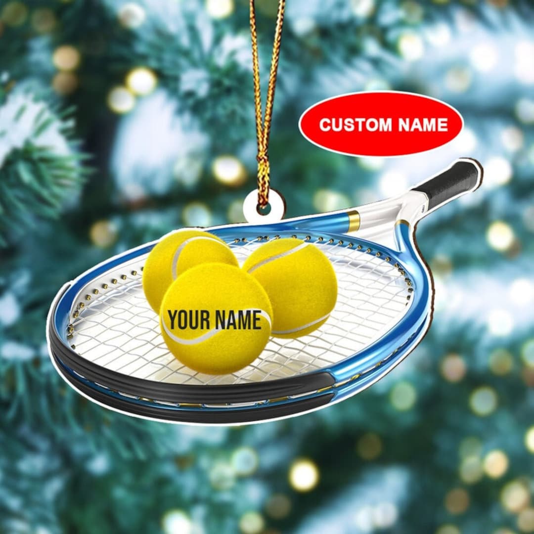 Personalized Tennis Ornament, Tennis Christmas 2D Flat Ornament, Tennis