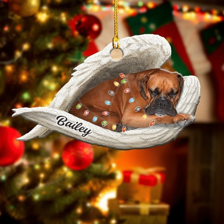 Dog Acrylic Ornament - Dog Lover Gifts - Sleeping Pet Within Angel Wings -  Customized Your Photo Ornament, Custom