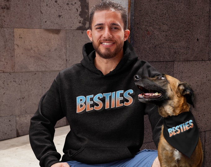 Bestie -  Dog Bandana, Matching Dog and Owner Clothes, Matching Owner and Dog Clothes, Dog and Owner Matching Outfit, Human Hoodie