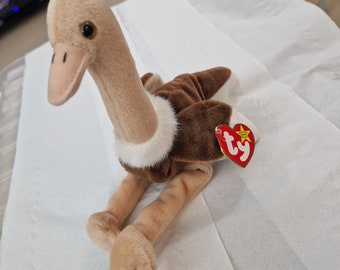 RARE Stretch The Ostrich TY Beanie Baby