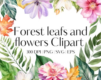 21 Watercolor leaves clipart bundle - Greenery clipart - Fall leaf clipart - Botanical Clipart - SVG Clipart - PNG Clipart - High quality