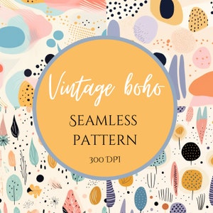 7 Abstract Seamless Pattern SVG | Vintage Boho Digital Paper PNG | Organic Shapes and Lines | Commercial Use Scrapbooking DIY Textile Design
