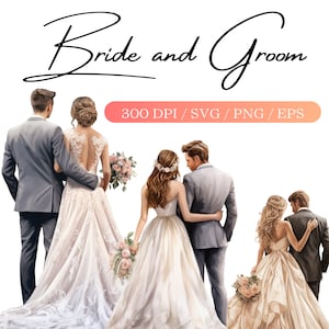 8 Mariée et marié SVG Fond transparent Mari et femme PNG Couple Clipart Utilisation commerciale Mariage Scrapbooking