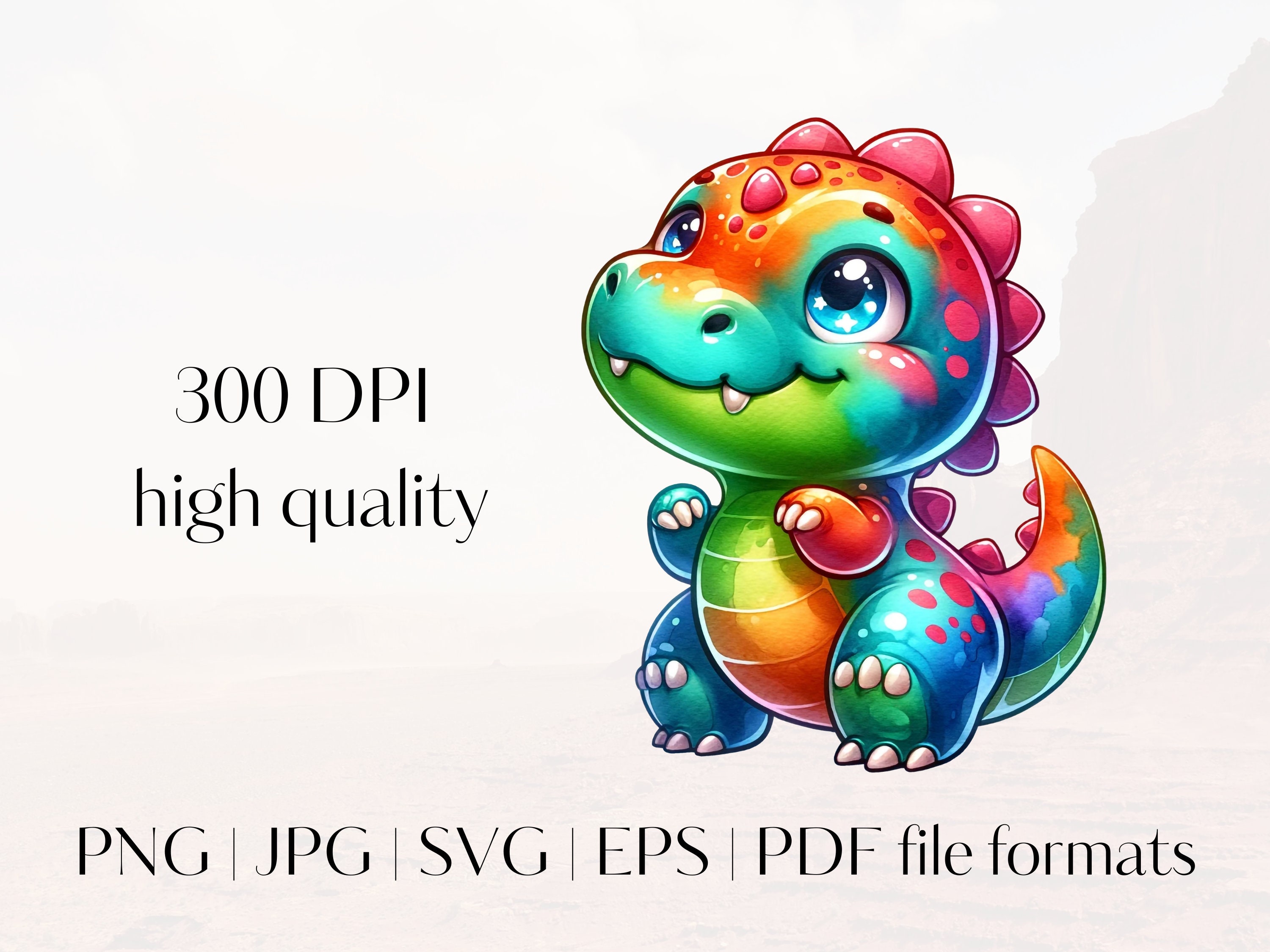 Cute Dinosaur Clipart Rainbow Dinosaur SVG Dinosaur Printable Dinosaur ...
