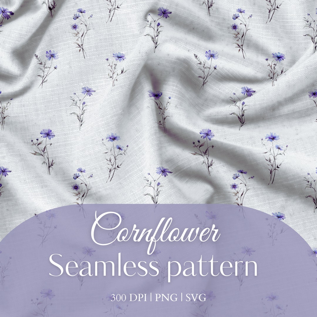 Cornflower Seamless Pattern SVG Floral Seamless Pattern PNG Etsy