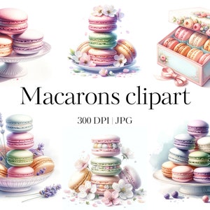 12 Macaron clipart, hoge kwaliteit JPG's, afdrukbare aquarel clipart, papier ambacht, ongewenste tijdschriften, Macaroon cookies, Pastel macaron
