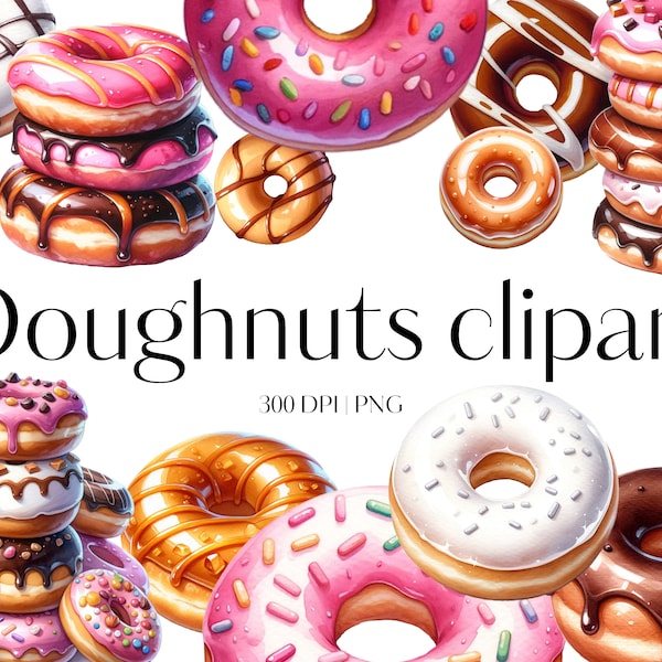 20 Doughnut clipart Donut clipart Food clipart treats clipart Bakery clipart Glazed donut clipart Sprinkled donut chocolate donut PNG