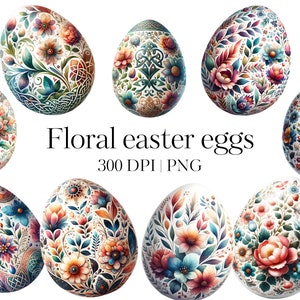 Floral Ei Clipart | 14 Ostereier Clipart PNG | Scrapbook, Junk Journal, Erinnerungsbücher, Digitaler Planer, Sublimation, Ostern Clipart