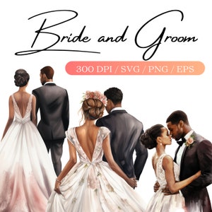 10 Novia y novio SVG Fondo transparente Marido y esposa PNG Negro Novia y novio Clipart Uso comercial Boda Scrapbooking Vector